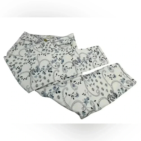 U.S. Polo  Assn Blue White Paisley Floral Capri Jeans Size 6 - Picture 3 of 11